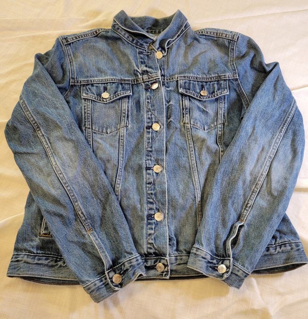 Gap 1969 Denim Jacket XL Blue Trucker w/ Zigzag Stitching